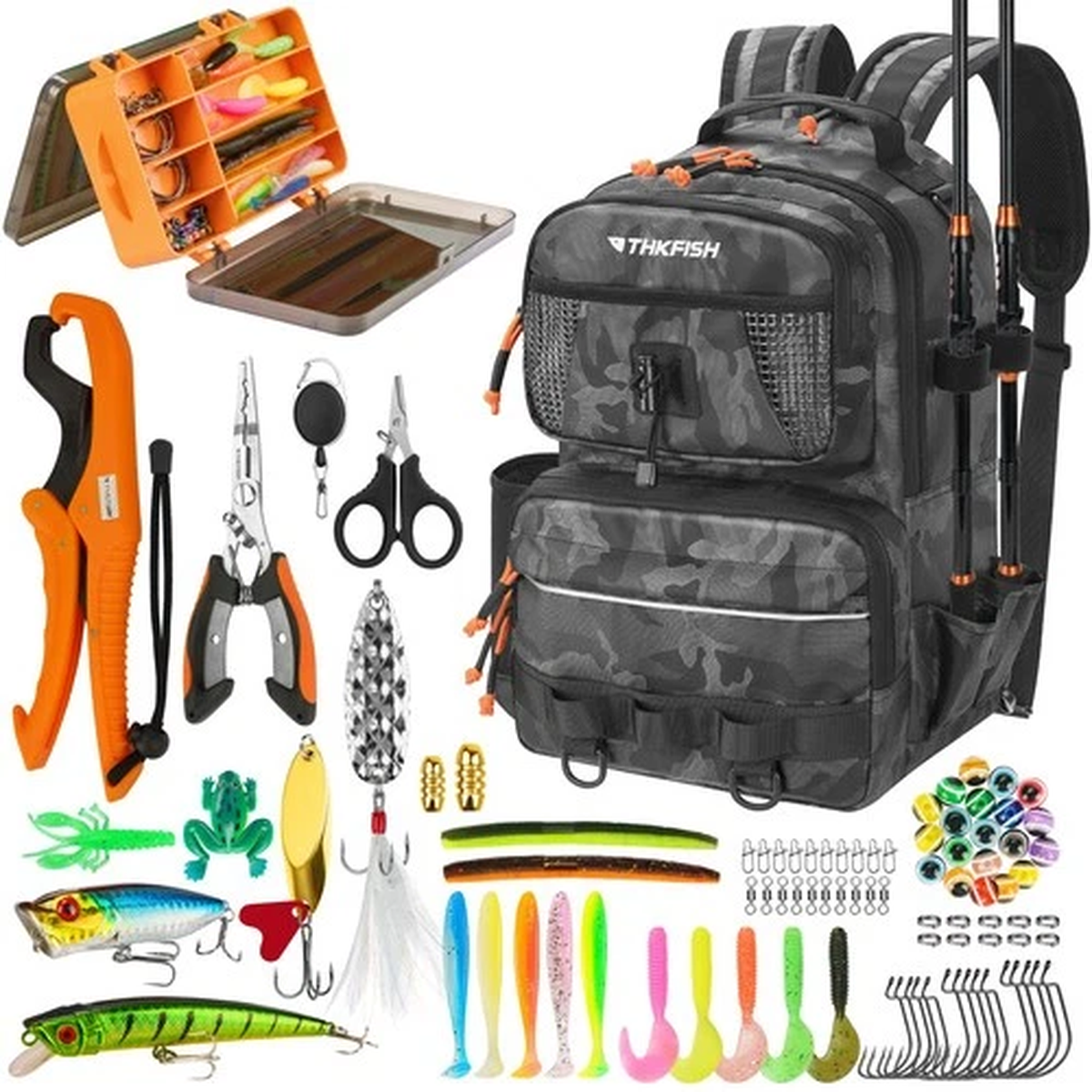 Fishing Backpack with Tackle Boxes, 20L Waterproof Tackle Sling Bag with Lure...